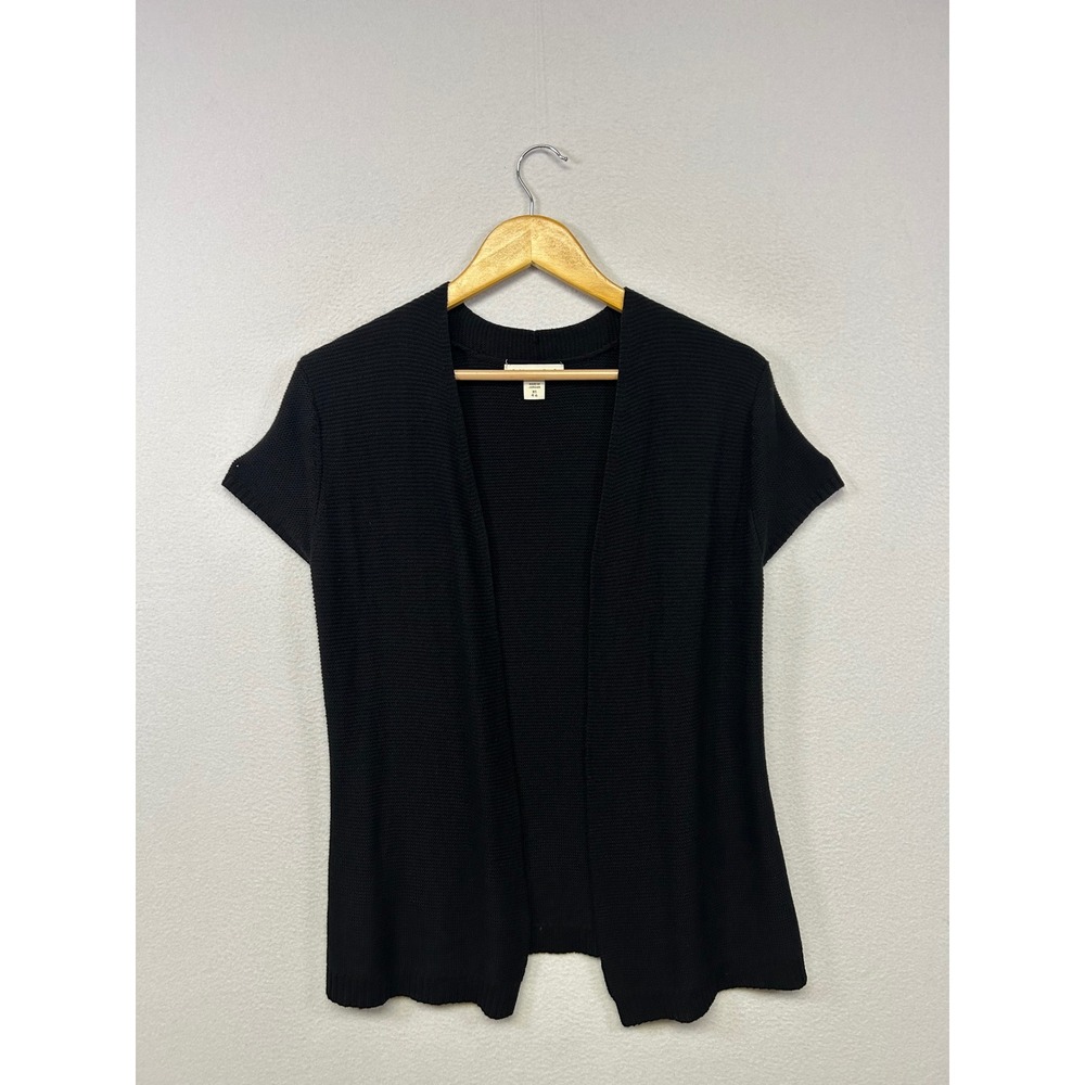 Coldwater Creek Minimalist Officecore Women XS Black Short Sleeve Cardigan